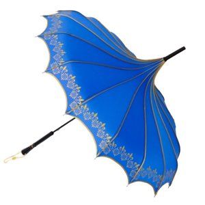 Blue & Gold Parasol Style Umbrella by Nola Fabiola